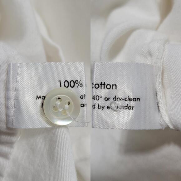 ESKANDAR Top Size 1 White Cotton Cropped Long Sleeve Button Up Shirt Blouse - Picture 10 of 13